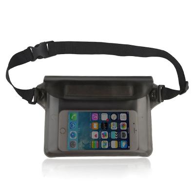 China Transparent PVC Phone Bag Fanny Pack Design 3 Zippers Waterproof Outdoor Waterproof Phone Storage for sale