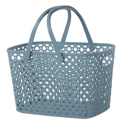 China PP Bathroom Snack Storage Basket Shower Gel Shampoo Portable Plastic Storage Basket With Organizer Handles for sale