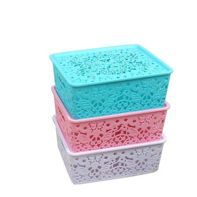 China Sustainable High Quality Rectangular Household Storage Plastic Basket With Handle for sale