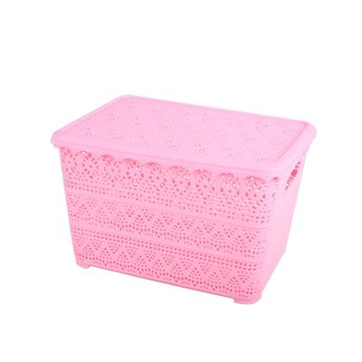 China Modern Plastic Storage Basket Kitchen Kids Storage Basket Storage Box With Lid for sale