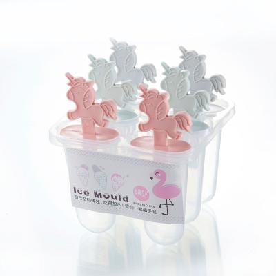 China 6pcs Sustainable High Quality Plastic Reusable Ice Cream Stick Unicorn Shape Ice Cream Mold For Party for sale