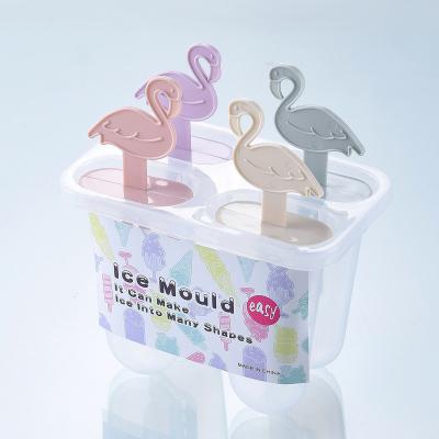 China Flamingos Sustainable 4 Pcs Cute Popsicle Molds Homemade Ice Pop Molds Trays Popsicle Molds For Kids for sale