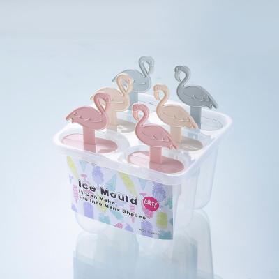 China 6 PCS Lovely Viable Flamingos Popsicle Mold Food Grade Ice Cream Molds for sale