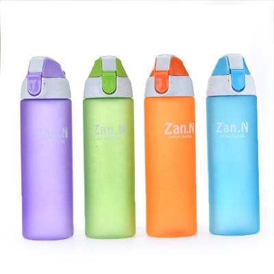 China Sustainable 600ml Square Frosted Colored Plastic Water Bottle for sale