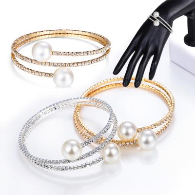 China FASHIONABLE Multi Layer Gold Diamond Bead Bracelet Women's Wedding Bracelet For Bridal Jewelry for sale