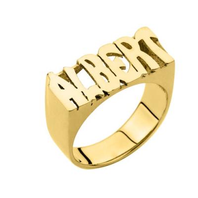 China 2021 New Arrival Custom Name Block 18K Gold Alloy TRENDY Letter Ring Personalized Name Rings for sale