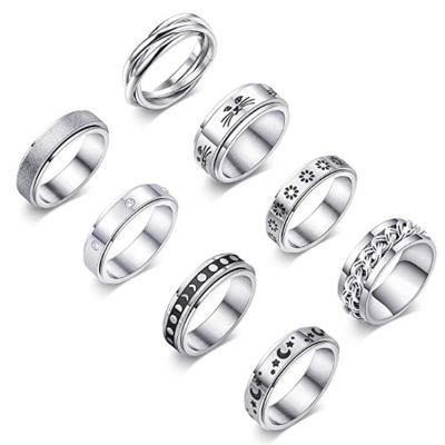 China FASHIONABLE Wholesale Popular Rotary Rings Stainless Steel Sun Star Sun Moon Hot Selling Rings for sale