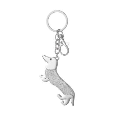 China 2021 New Fashion Alloy Dog Shape Enamel Metal Cute Silver Plated Keychain Custom Made for sale