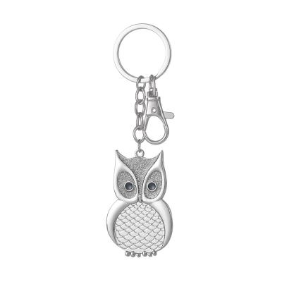 China Hot Sale Cute Owl Shape Custom Enamel Silver Alloy Plated Metal Key Chain Key Ring for sale