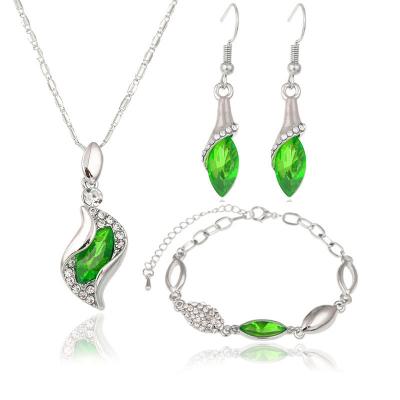 China Angel Spirit Austrian Crystal Jewelry Fashionable Set Earrings Necklace Bracelet Three Piece Jewelry Set for sale