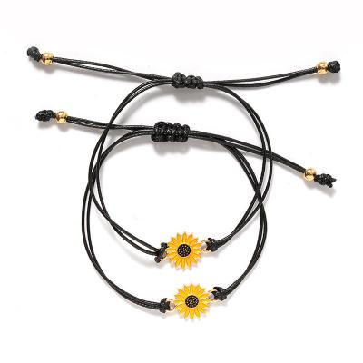 China Fashionable hot sale personality alloy enamel sunflower earring bracelet necklace jewelry set for sale