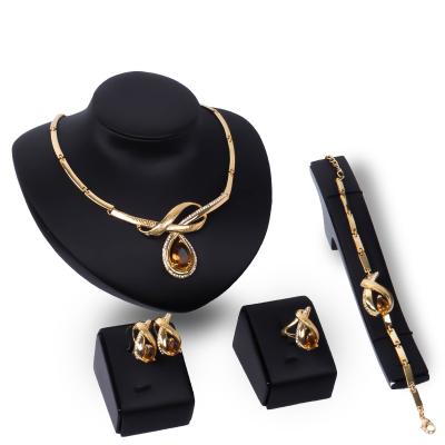 China Fashionable Luxury Ring Earrings Bracelet Four Piece Set Elegant Jewelry Set For Party for sale