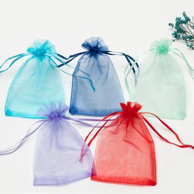 China Cheap Recyclable Factoy Different Sizes Gauze Drawstring Colorful Custom Made Bag For Jewelry Packaging for sale