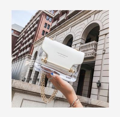 China 2022 fashion girls chain square shoulder bag spring and summer new transparent plastic women's bag small roll mothers for sale