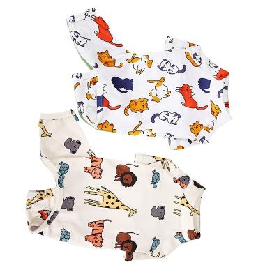 China Ooopspet 25% cotton and 75% polyester stocked fabric 4 feet pet luxury home clothes with colorful animal image printed for sale