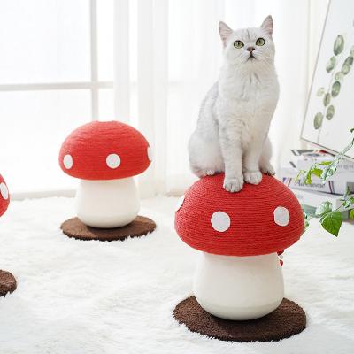 China Ooopspet OEM Viable Wholesale Red Mushroom Shaped Design Cute Sisal Cat Scratcher Cat Climbing Frame for sale