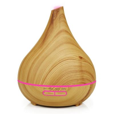 China Auto Shut-off 400ml USB electric Aroma Essential Oil Diffuser Ultrasonic Air Humidifier Wood Grain LED Lights aroma diffuser for home for sale