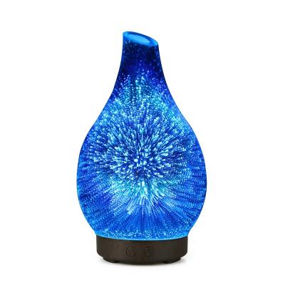 China Auto Shut-off Firework 3D Glass Aroma Diffuser Aromatherapy Essential Oil Diffuser Wholesale Ultrasonic Oil Diffuser Humidifier for sale