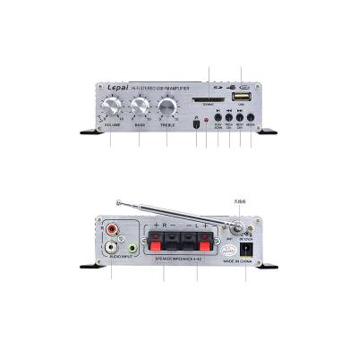 China Reasonable price 2 channel dc usb/mp3/fm 12V stereo high fidelity power amplifier for home and car LP-A68 for sale