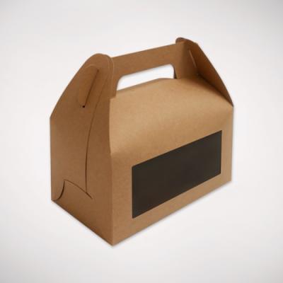 China Handmade Small Folding Kraft Paper Cardboard / Kraft Paper Box With Clear PVC Window for sale