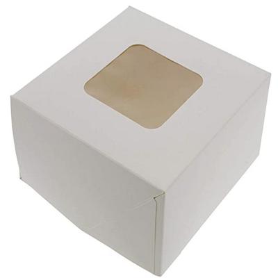 China New Arrival Handmade Square Cardboard Shape Foldable Type Single Large White Cake Box With Window for sale