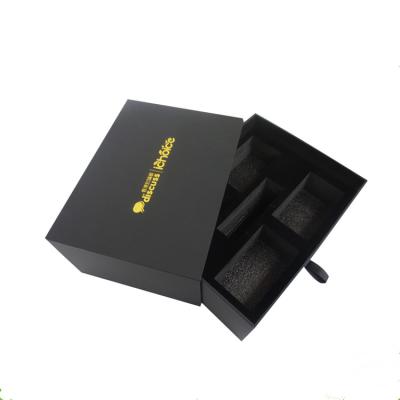 China Custom Recyclable Cheap Luxury Black Sliding Rigid Paper Drawer Cardboard Gift Box Insert Foam for sale