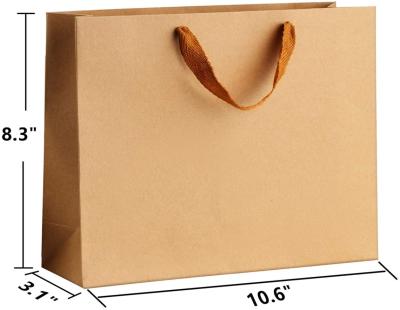 China 25Pcs Handmade Gift Bags Heavy Duty Brown Kraft Paper Bags With Soft Fabric Handles for sale