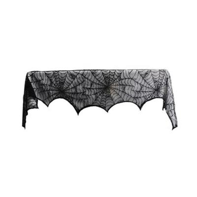 China Polyester Halloween Decoration Black Lace Cobweb Fireplace Mantel Scarf Cover Party Supplies for sale