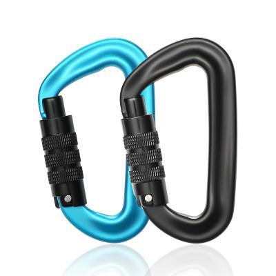 China JRSGS Lightweight 12KN Wholesale Outdoor Carabiner Customized Logo And Color D Shape Mounting Snap Hook Aluminum Carabiner Hooks S7801TN for sale