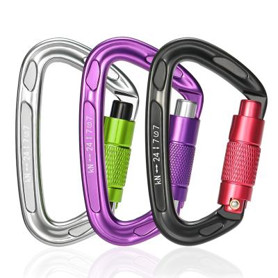 China JRSGS Lightweight 24KN Wholesale Outdoor Carabiner Customized Logo And Color D Shape Mounting Snap Hook Aluminum Carabiner Hooks S7101TN for sale