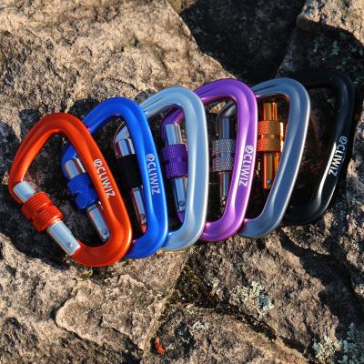 China JRSGS Light Factory Customized Screw Lock Carabiner Clip D Ring 12kn Snap Hook S7801B Aluminum Climbing Hook S7801B China Heavy Industry 26g for sale