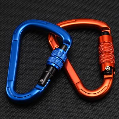 China JRSGS 25KN Lightweight D-shaped Colored Spring Snap Hook Carabiner Clip Aluminum Climbing With Screw For Outdoor Sports S7107 Customized for sale