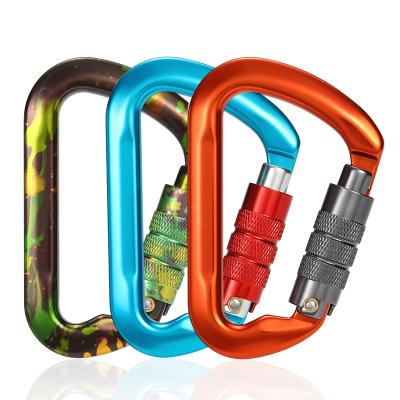 China JRSGS Lightweight 30KN Wholesale Outdoor Carabiner Customized Logo And Color D Shape Mounting Snap Hook Aluminum Carabiner Hooks S7112 for sale