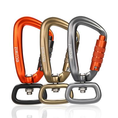 China Lightweight Aluminum Carabiners Self-Locking 4KN Self-Locking Swivel 4KN Aluminum Carabiners Self-Locking Swivel Climbing Swivel Aviation Carabiner Snap Hook 7801D2TN for sale