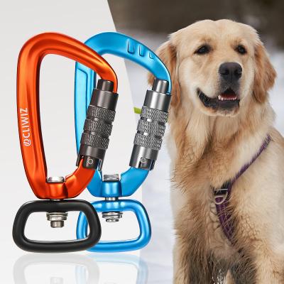 China JRSGS Lightweight 4KN Black Swivel Aluminum Carabiner Snap Self-Locking Snap Hook For Dog Leash 7801D2TN for sale