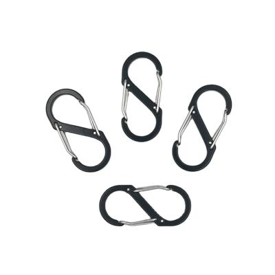 China Hot Selling Pulling S Type All Black Matte Hook Buckle Wholesale Metal Snap Buckle Spring Clip Hook Carabiner for sale