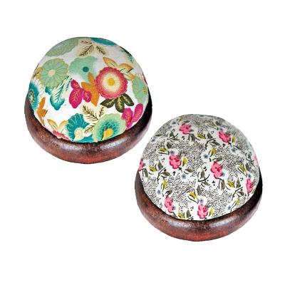 China Convenient Wood Base Compact Pin Sewing Cushion In Mixed Color For Needles for sale