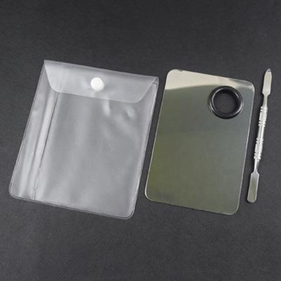 China User-friendly 12CM small size makeup mixing spatula and PVC bag stainless steel palette for sale