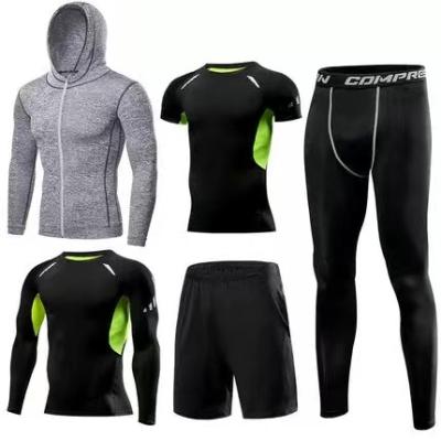 China 5 PCS Men Gym Fitness Clothing Compression Sportswear Men's Breathable Running Tights Sportswear Set for sale