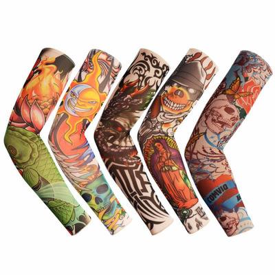 China Body Tattoo Art 92% Nylon And 8% Spandex Customized Fake Logo Tattoo Sleeves Wholesale for sale