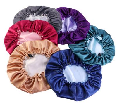 China Hot Selling New Big Picture Satin Hood Sleep Hat Double Layer Hood Hat Women Accessories Wholesale for sale