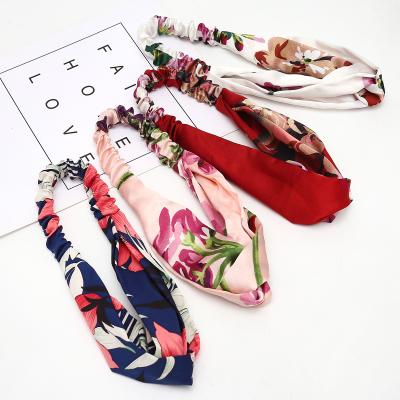 China Wholesale Hair Band Style Hawaii Trend Fabric Fashion Polyester Elastic Headband For Women Hair Accessories for sale