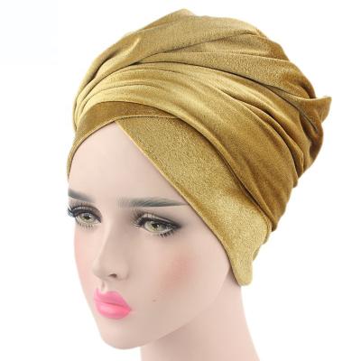 China New Factory Collection Popular Exclusive Color Popular Exclusive Turban Scarf Gulf Chiffon Hijab Verified Muslim Hats for sale