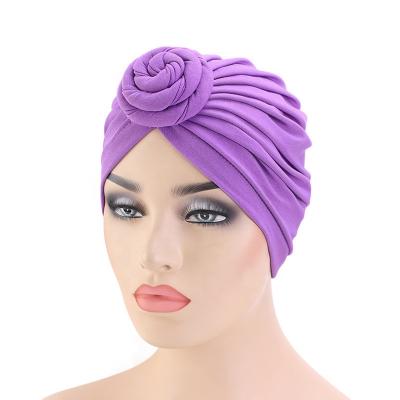 China New Verified Women's Polyester Muslim Hats Stretch Cloth Front Hat Cross Indian Fashion Bandana Muslim Hat for sale