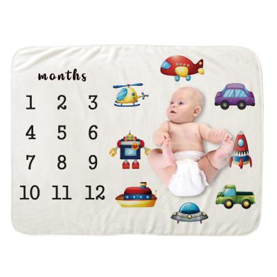 China Anti-pilling Customized Pattern Photography Props Baby Monthly Milestone Age Soft Blanket For Newborn Gift for sale