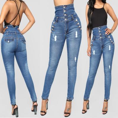 China 2022 winter pants breathable high waisted women slim fit jeans women blue color 3XL women jeans pants for sale