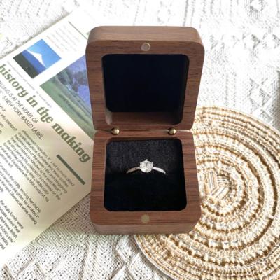 China Wooden Heart Shaped Solid Wooden Wedding Gift Walnut Marriage Proposal Jewelry Ring Box For Handmade Wedding Anniversary for sale