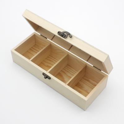 China Wholesale Handmade Wooden DIY Solid Storage Box Natural Pine Gift Box with Hinged Lid and Clasp for sale