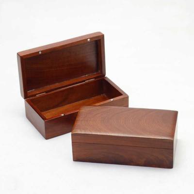 China Small Walnut Wooden Gift Jewelry Box Handmade Unfinished Square Wooden Keepsake Storage Box With Hinged Lid for sale