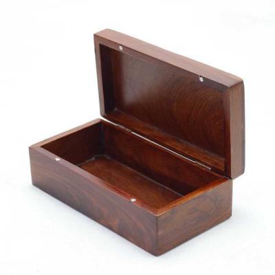 China Small Walnut Wooden Gift Jewelry Box Handmade Unfinished Square Wooden Keepsake Storage Box With Hinged Lid for sale